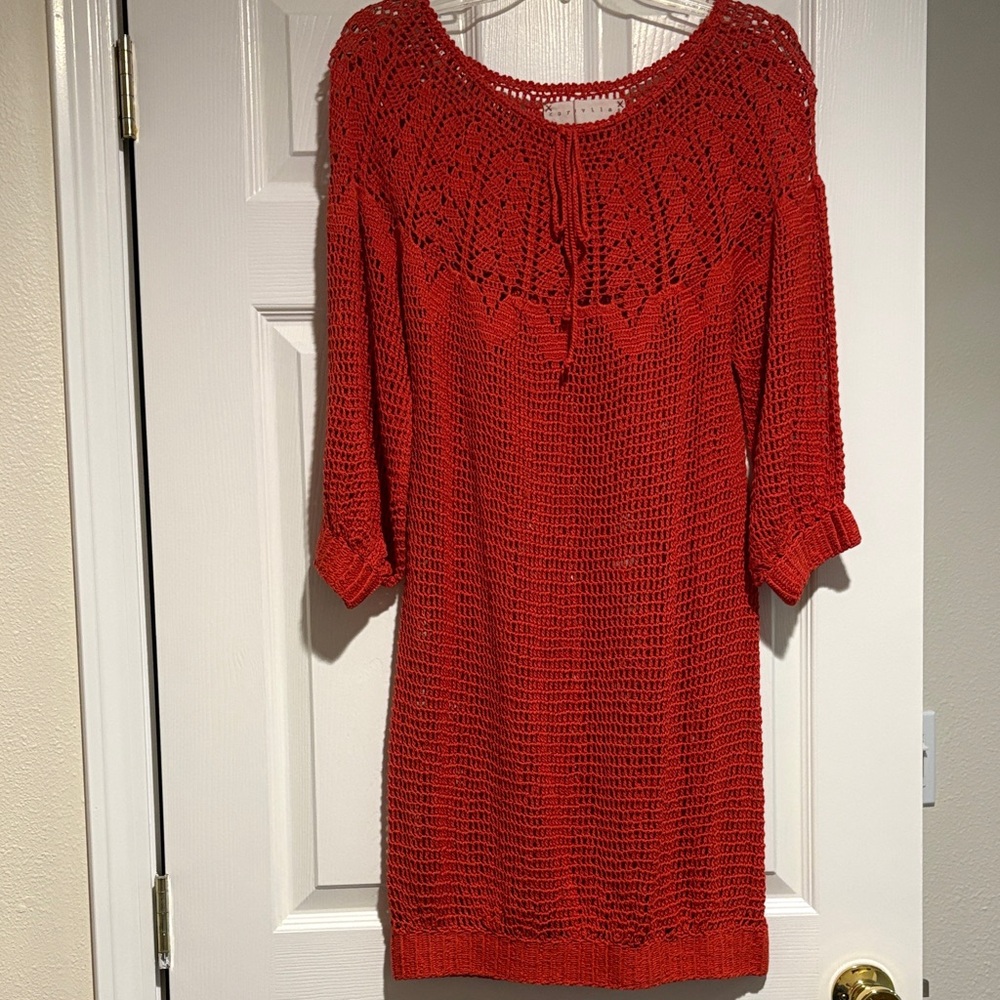 Elegant Red Crochet Dress